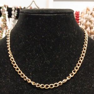 Sarah Coventry Textured Link Necklace Gold Tone Chain 24"